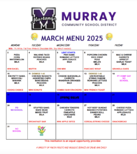 2025 March Lunch Menu